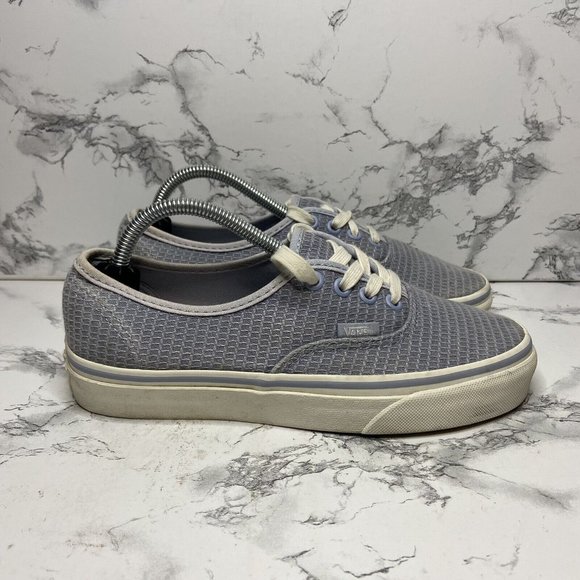 Van Authentic Woven Sneaker Women Size 6.5 Light Blue Fabric Lace Up Shoe Casual - Picture 1 of 9